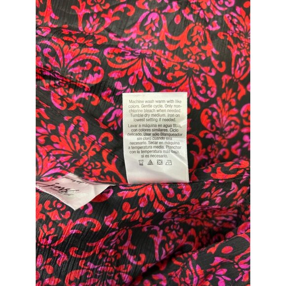 JMS Just My Size Womens Button-Up Blouse Retro Damask Layered Relaxed 2X 18W-20W - Picture 5 of 7